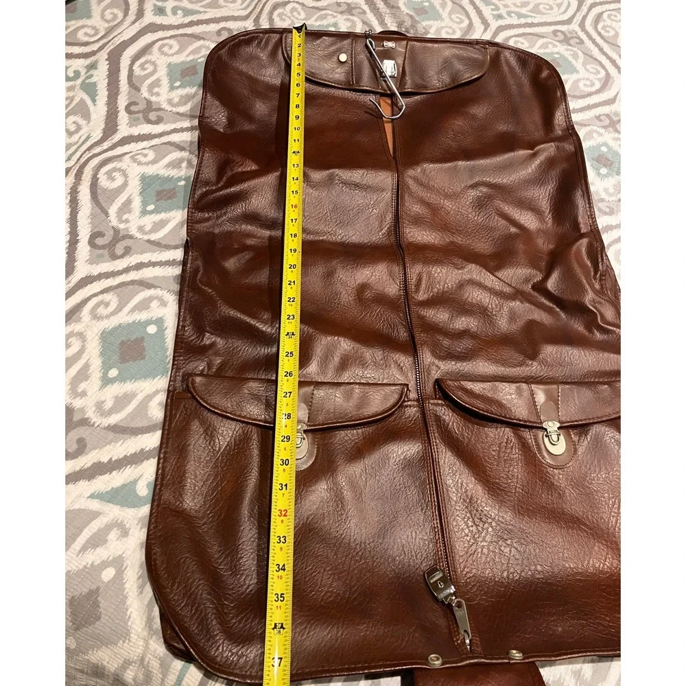 American‎ Tourister Vintage Brown Faux Leather Bi-Fold Garment Bag Travel Suit